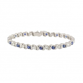 White Gold Diamond and Sapphire Bracelet